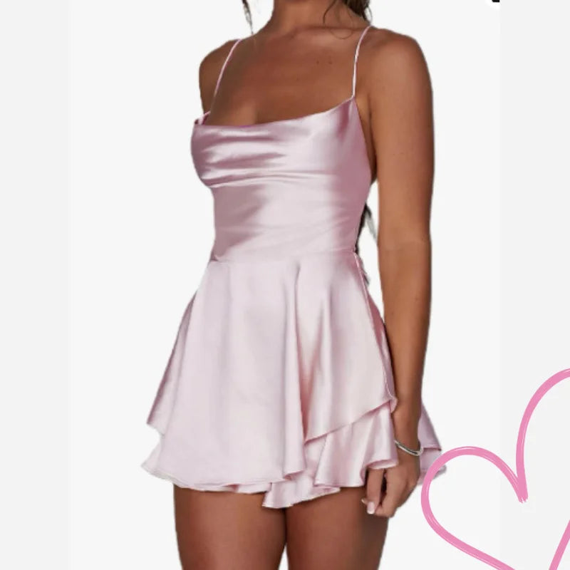 Backless Satin Mini Dress